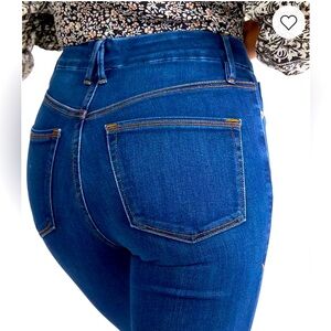 Good American good legs high rise straight stretch medium dark Blue Jeans